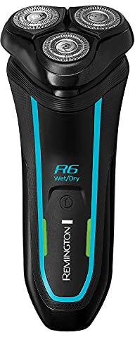 Remington R6 Aqua Men's Electric Shaver (Cordless, Wet & Dry, 100% Waterproof, Rotary Shaver, Pop-up Detail Trimmer, USB Charging, 60-Minute Usage, 90-Minute Charge with 5-Min Quick Charge) R6000