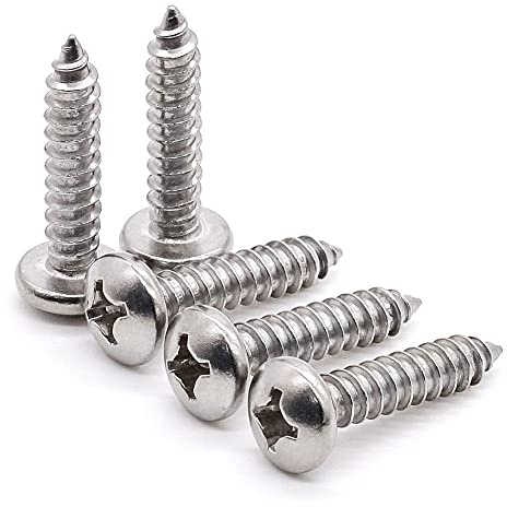 Glvaner #14 x 1-1/4 (30 pcs) Pan Head Self Tapping Screws for Wood, 18/8 Stainless Steel 304, Phillips Round Head Sheet Metal Screws, No.6.3mm Thread Size
