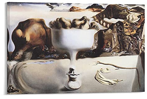 Salvador Dali – Erscheinung von Gesicht und Obstschale auf einem Strandposter, dekoratives Gemälde, Leinwand, Wandkunst, Wohnzimmer, Schlafzimmer, Gemälde, 50 x 75 cm