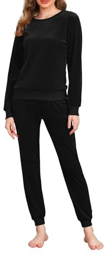Wayleb Pigiama Donna Invernale Velluto Due Pezzi Manica Lunga | Velluto Morbido e Caldo, Girocollo, Manica Lunga, Due Pezzi, Pantaloni Elastici con Tasche, Autunno Inverno, Casa e Relax
