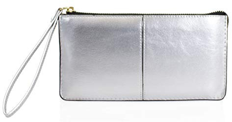 LeahWard Wristlet Strap Purse For Women, Women's Wallet Purse, Passport Card Holder Coin (Silver Purse)
