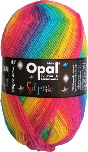 Opal/strumpull/4 ply/trådig/1 x 100 g. / regnbågsfärger/överprise/tröja ull