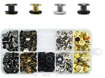 MABAHON Lot de 80 vis Chicago M5 x 6 mm Quatre couleurs Chicago Kit de vis à rivets métalliques Accessoires pour reliure de livres, livres d'album, artisanat, artisanat du cuir