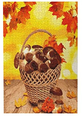 Wooden Jigsaw Puzzle 1000 Teile, Pilze Im Korb Puzzle Für Erwachsene Merkspiel Legespiel Kinderspiel Jigsaw Puzzle Für Freunde Kinder Kids