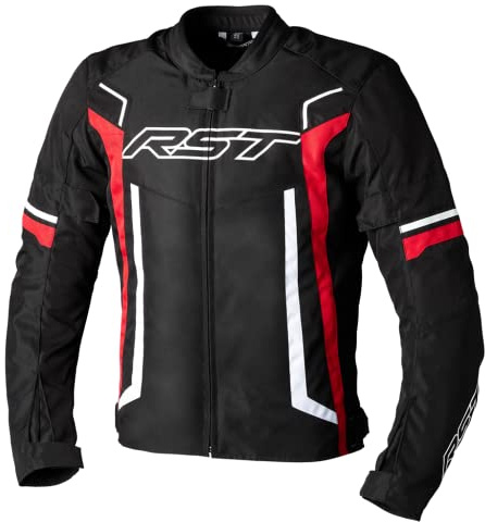 RST Pilot Evo Mens Textile Jacket Motorcycle Motorbike Biker Rider Sports Racing CE Approved Jacket (Black/Red/White,40)