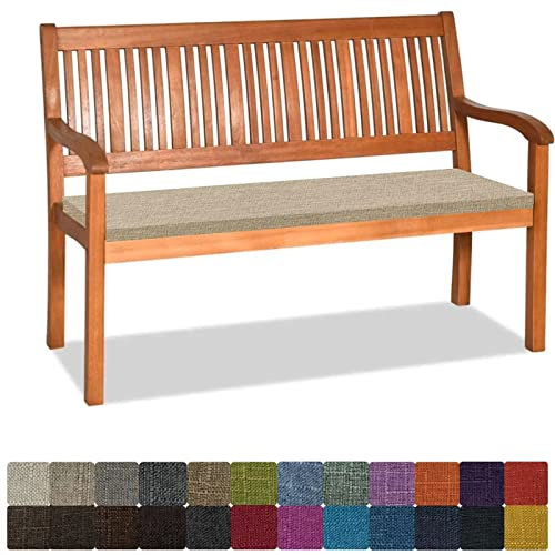 Bankauflage Stuhlkissen Bankkissen mit Krawatte Waschbar ,200x40x3cm，2 3 4-Sitzer Sitzkissen Rutschfeste Auflage für Gartenbank ,Küche,Terrasse Innen und Außenbereich，dunkelbeige ,Dicker Leinenstoff