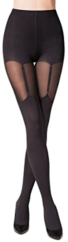 Selente Lovely Legs - Refinadas medias para mujer con aspecto de ligas, varios modelos, M