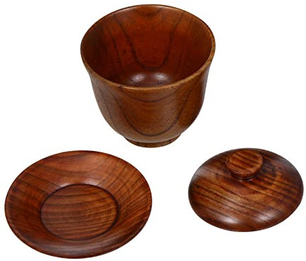 UPKOCH Keramik Teetasse Mit Deckel Und Untertasse Porzellantasse Im Chinesischen Stil Für Blütentee Grüntee Schwarztee Geeignet Für Teezubereitung Holzdesign Retro Teegeschirr