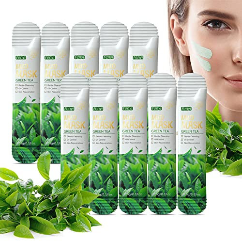 mercham 10 PCS Clay Mask, Green Tea Deep Cleanse Mud Mask, Hydrating, Detoxifying, Pore Tightening, Anti-Acne Clay Face Masks, Natural Plant Extracts, Face Masks Skincare for All Skin Types 5ML*10