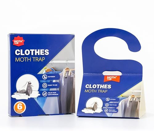 Legend Clothes Moth Traps, Set of 6 Individually Wrapped for Wardrobes & Drawers, Safe & Non-Toxic Pheromone Trap, Insecticide-Free and Odour-Free Moth Killer, Catch & Kill Moths & Carpet Beetle