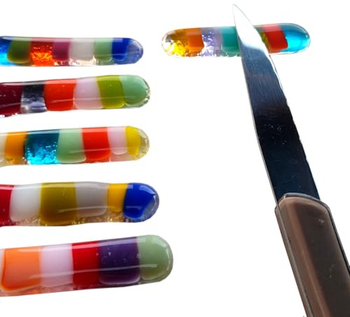 Ensemble de porte-couteaux pour la décoration de table, multicolore, artisanal, en verre fusionné, idée cadeau couple, noël, anniversaire, créamaillère (Lot de 12 porte-couteaux)
