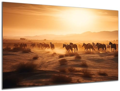 DARO Design - Wand-Bild auf 6mm HDF 84x56cm Pferde in der Prärie - Wand-Deko Bilder Geschenk