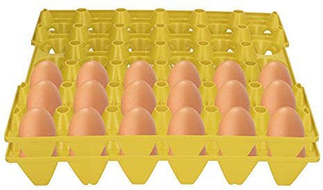 Confezione da 5 Vassoi Per Uova in Plastica, Piatti Per Uova, Vassoio Portauova da 30 Celle, Per Stoccaggio, Trasporto, Forniture Per Allevatori di Polli a Casa(giallo)