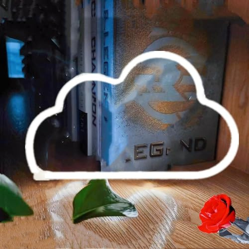 HFHungkeong 2 Stück Weiße Neonwolken Schilder Mädchen Jungen Schlafzimmer Spielzimmer Geburtstagsparty Dekoration LED Wolkenlampe für Kinder Anime Spiel Neonlichter betrieben über USB und Batterie