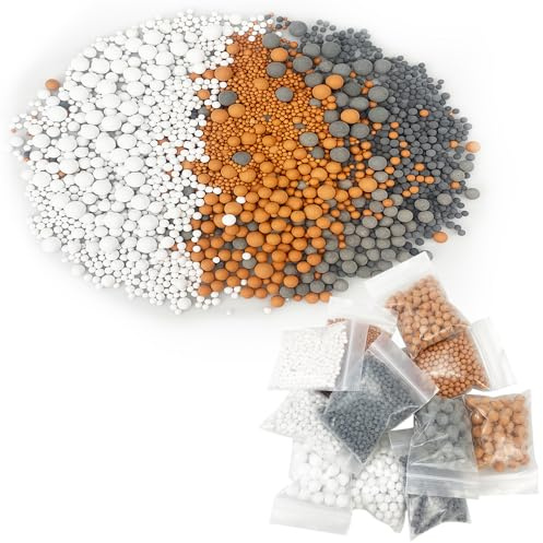 Anti Calcaire pour Douche, Filtre anti-calcaire,12 Paquets Pommeau Douche Anti Calcaire Remplacement, Minérale Balles à Douche,Ions Négatifs Minérale Balles de Douche (3 Couleurs et 4 Tailles)