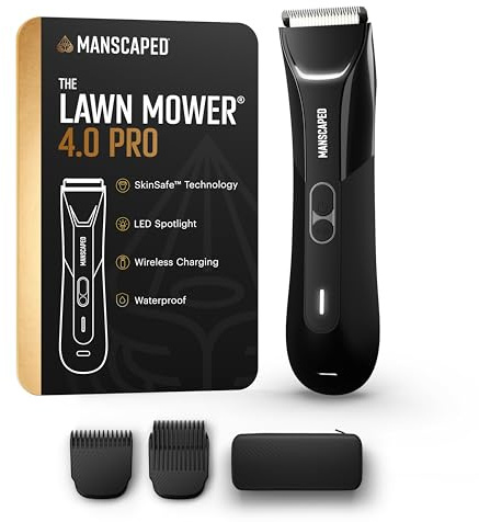 MANSCAPED® The Lawn Mower® 4.0 PRO - Groin & Body Hair Trimmer, Updated SkinSafe® Trimmer Blade, Waterproof Wet/Dry Groomer, USB-C & Wireless Charging Compatible, Men’s Ball Shaver with Travel Lock