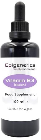 Vitamin B3 Niacin 100ml Liquid Supplements | 100% Pure & Natural Niacin 12.5mg | UK Made & Vegan Friendly | 4 Months Supply | UV Protected Miron Violet Glass | 10 Drops Daily
