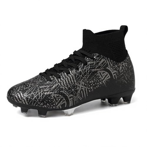 Chaussures de football RDYLBU pour enfants, chaussures de football pour garçons et filles AG, Noir , 38 EU