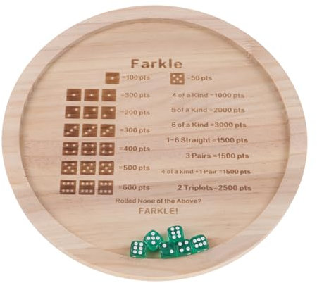 Toyvian Würfeltablett Aus Holz Rundes Würfeltablett Mit 6 Würfeln Rustikales Würfeltablett Für Crawler-Rollenspiele Familienbrettspiele 30 cm