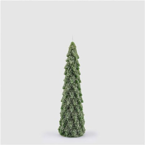 EDG Enzo De Gasperi Vela de Cera de Pino con Forma de árbol de Navidad nevado D7,5xH26 cm