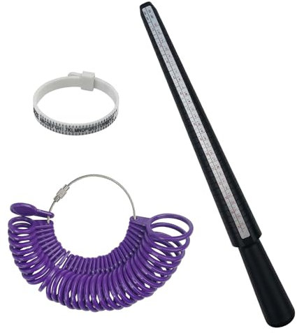 Baxcdyswe 3 Pièces Baguier Mesure Doigt Français, Mesure Bague Doigt pour Mesurer les Diamètres des Bagues Taille A-Z Doigts, Métal Outil de Mesure Bijoux Professionnel (eu, us, uk)