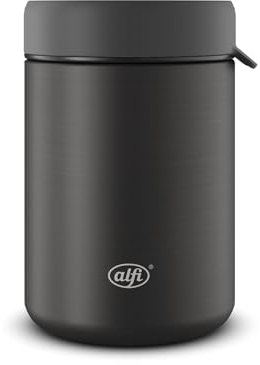 alfi ISO FOOD MUG 350ml, Schwarz, Edelstahl Thermobehälter für Essen, Isolierbehälter für Suppen, Salat, Müsli to go, hält 5 Stunden warm, 10 Stunden kalt, spülmaschinenfest, BPA-frei