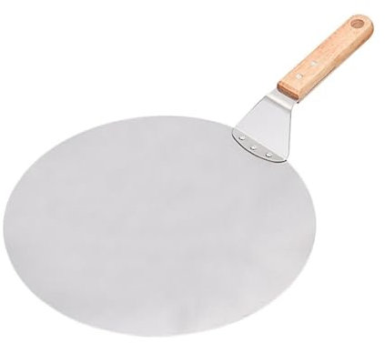 ZGPjubilant Pala per Pizza Pala per Pizza Rotonda in Acciaio Inossidabile da 12 Pollici Pala per Pizza Rotonda Manico in Legno Pala per Pizza Pala Corta Utensili per Pizza Pala per Pizza (Pizza Peel)
