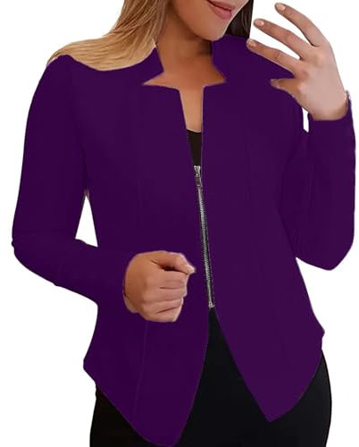 Veste boléro pour robe de soirée, blazer court, sportif, élégant, en jersey d'été, surdimensionné, moderne, léger, grandes tailles, veste cintrée, blazer d'été pour femme, lilas léger, lilas, S
