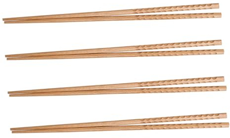 Alipis Palillos Chinos Extra Largos de Madera Sintética para Olla Caliente y Freír, 4 Pares Resistentes al Aceite y Alta Temperatura, Utensilios Multiusos para Cocina