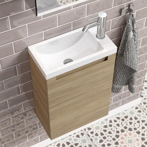 Zentrobad Premium Handwaschbecken mit Unterschrank 40 cm Eiche Natur