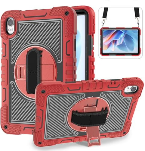 YOUULAR Étui pour tablette Huawei MatePad Air 11.5/Huawei MatePad 11.5 S/Huawei MatePad 11.5, tablette antichoc avec support rotatif à 360° et dragonne, rouge + noir