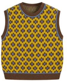 CIDER Sweater Vest Women Sleeveless Cropped Sweaters Cute Graphic Tank Tops Old Money Clothes Fall Outfits: Yellow, XL