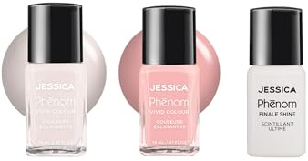JESSICA Phēnom 3-Pack Nail Polish Gift Set | Gel-Effect & Long Lasting Nail Polish | Chip-Resistant & No UV Lamp Needed | Dream On & Dare to Dream + Finale Shine Top Coat | Daydream Trio | 3 x 14ml