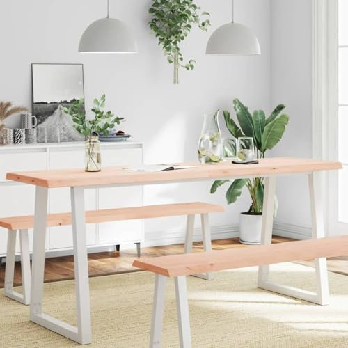ShGaxin Tischplatte 180x60x4 cm Massivholz Eiche Unbehandelt Baumkante, Arbeitsplatte, Holzplatte, Schreibtischplatte, Waschtischplatte, Küchenarbeitsplatte