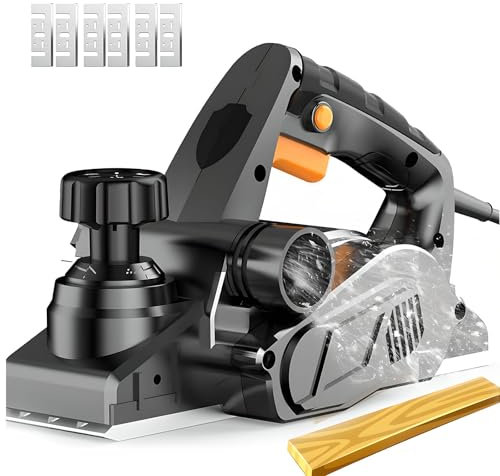 CYTBEK Cepilladora eléctrica, cepilladora de Madera Multifuncional de 850 W, Ancho de la cepilladora 82 mm/Profundidad de Cepillado 0-1 mm/Velocidad de ralentí 15000 r/min, con Puertos de Escape