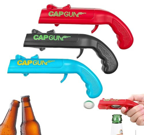 3 Stück Cap Gun Flaschenöffner Lustig,Bieröffner Gadgets,Flaschenöffner Lustig,Kronkorken Pistole,Geschenke für Männer,Bierdeckel Pistole,für Zuhause Restaurant Bar Party Bier Zubehör
