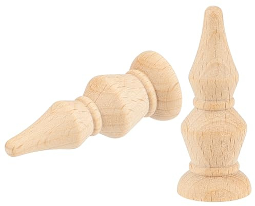 BENECREAT 2Pcs Unfinished Beech Wood Finials, 5x2cm Curtain Rod Finials, Craft Decorative Finials for Bed Post, Flagpole Topper, Rocking Chair
