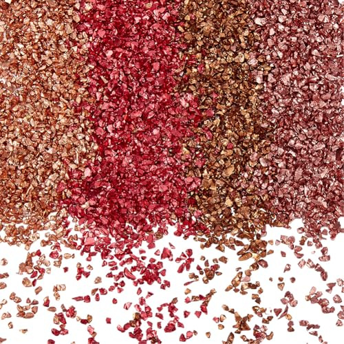 SUNNYCLUE 1 Schachtel 160g 4 Farben Rot Zerstoßenes Glas Große Mengen Zerbrochener Kristalle Unregelmäßige Klobige Metallic Streusel Flocken Kleine Glitzer Dekorstücke Für Nagelkunst Vasenfüller Epox