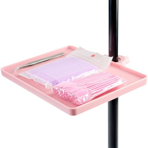 Lash Tray Holder (9 inch×6.7 inch), Adjustable Plastic Essential Organizer Stand for Lash Techs, Eyelash Extension Supplies Perfect for Salon or Homes Use by KONOVOLY(Pink)
