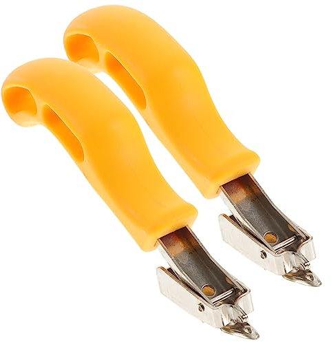 Happyyami Klammerentferner mit Ergonomischem Design 2 Stück aus Kohlenstoffstahl Hebelwirkung Gelb Tackerklammern Entferner Werkzeug für Polsterbedarf und Bilderrahmen