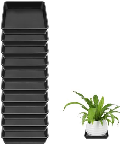 10 Stück Untersetzer Blumentopf Eckig, Topfuntersetzer Pflanzen, Quadratische Tropfschale, Blumen Untersetzer Rechteckig, Kann in Wohnzimmern, Schlafzimmern, Balkonen usw. verwendet Werden.