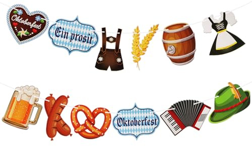 Oktoberfest deko, Oktoberfest Girlande, 4.5m Bayerische Bunting Zeichen Banner, Flagge Bierfest Party Dekoration für Oktober Fest Feier Party Deko