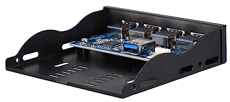 Panel Frontal USB 3.0 de 4 Puertos para Bahía de 3, 5 Pulgadas | Acero Inoxidable, Negro, Instalación Sencilla, Interfaz Frontal Estable