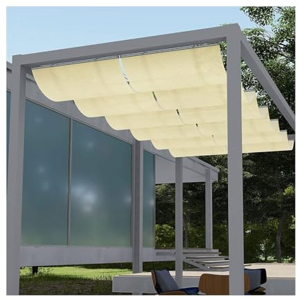Tenda avvolgibile per pergola e vela scorrevole a forma di U, elegante copertura ombreggiante per spazi esterni, blocca la luce solare e migliora l'estetica (W: 0,8 m x L: 14 m)