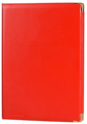 Dokumentenmappe Leder A4-Vertragsmappe aus PU-Leder, schützende, verstärkte Kanten, Diplomhülle, multifunktionale Eckschlitze(Red)