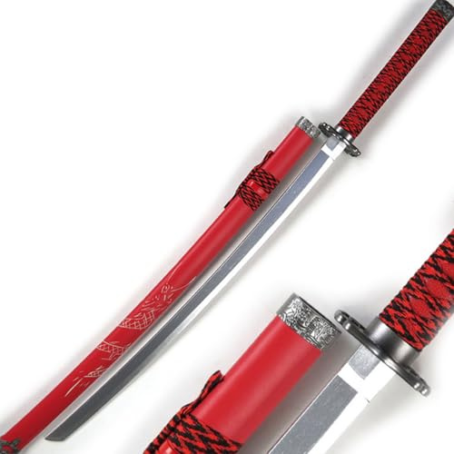Samurajsvärd, böjd träningsbokken med mantel, Katana rekvisita för cosplay, display och samlingsdekor