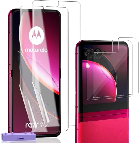 Zerrshoo Protector de Pantalla para Motorola Razr 40 Ultra, 2 Piezas 9H Hardness External for Tempered Glass + 2 Piezas TPU Inner Protective Film, Antiarañazos, Antihuellas, Cobertura Completo