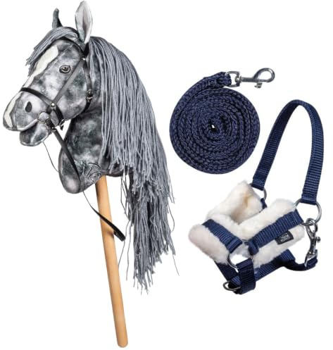 Brama West Hobby Horse HKM Set Steckenpferd Clara & Halfterset - Halfter & Strick (Navyblau)