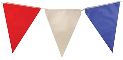 Henbrandt Red White and Blue Triangular Party Bunting 7m Celebration Bunting Tri Colour Great Britain British Party Decorations with 25 Flags Garland Pub BBQ Decoration