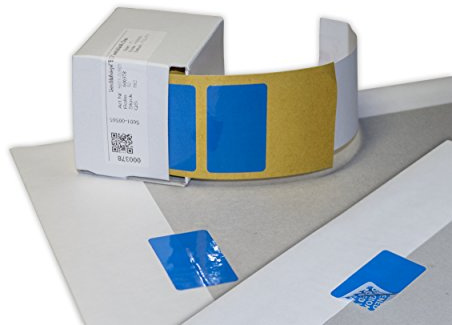haggiy Siegel-Etiketten 40x20mm, blau (50 Stk. Spendebox) | Sicherheitsetikett, zum Nachweis von Manipulationsversuchen